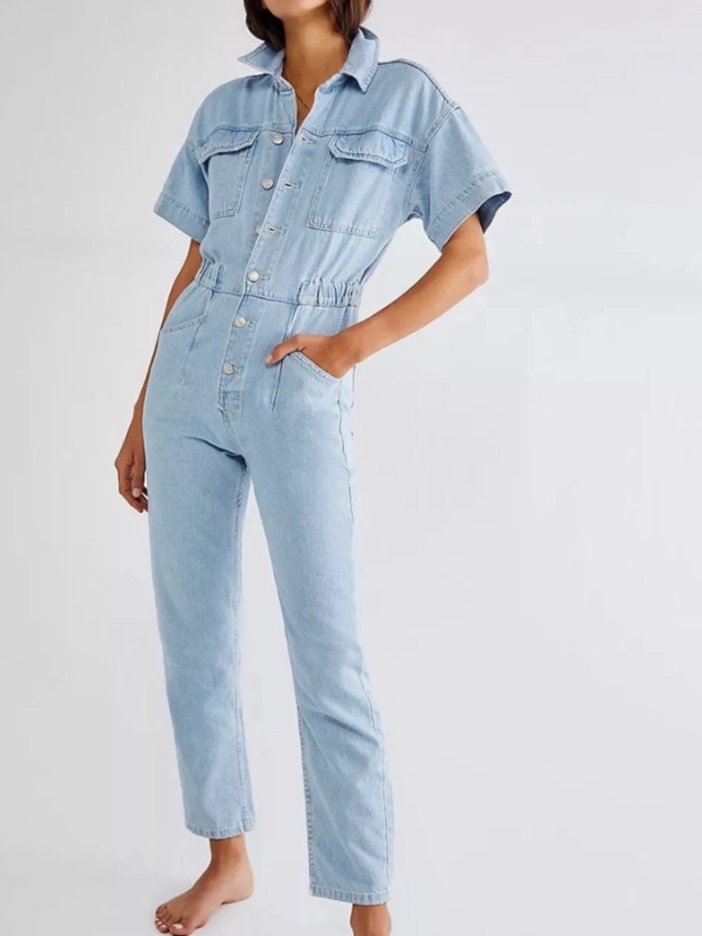 we the free clear skies blue Marci denim jumpsuit